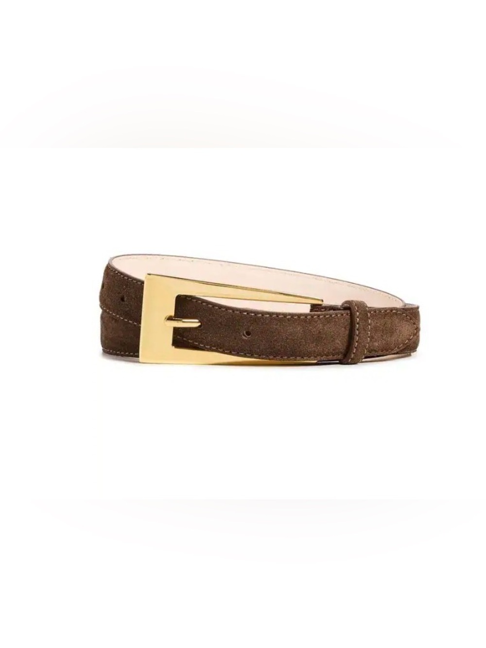 AUREUM Brown Suede Belt with Gold Buckle